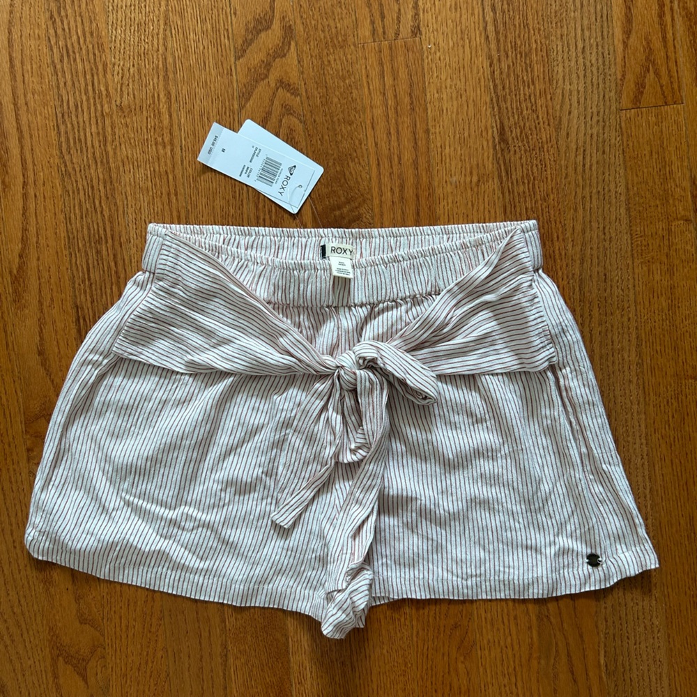 Roxy High Waist White and red stripe Shorts